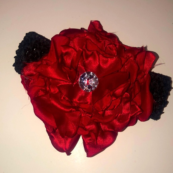 Floral 🍭handmade headband in red and black🍭🍭🍭 - Picture 2 of 8